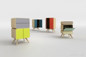 Tủ gỗ xếp hình độc đáo đầy màu sắc